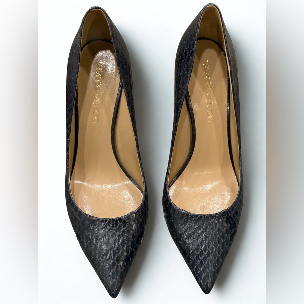 Tamara Mellon Black Rebel Snakeskin Pumps